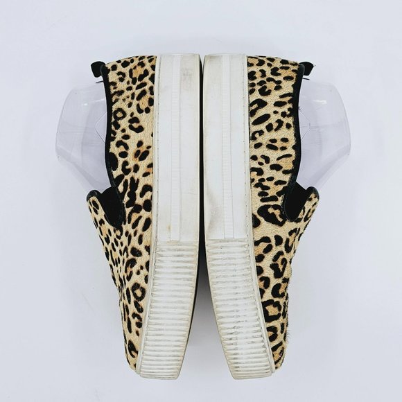 Halogen Baylee Platform Sneakers 9.5 M Leopard Calf Hair Fur Black Tan Slip Ons - Picture 9 of 12